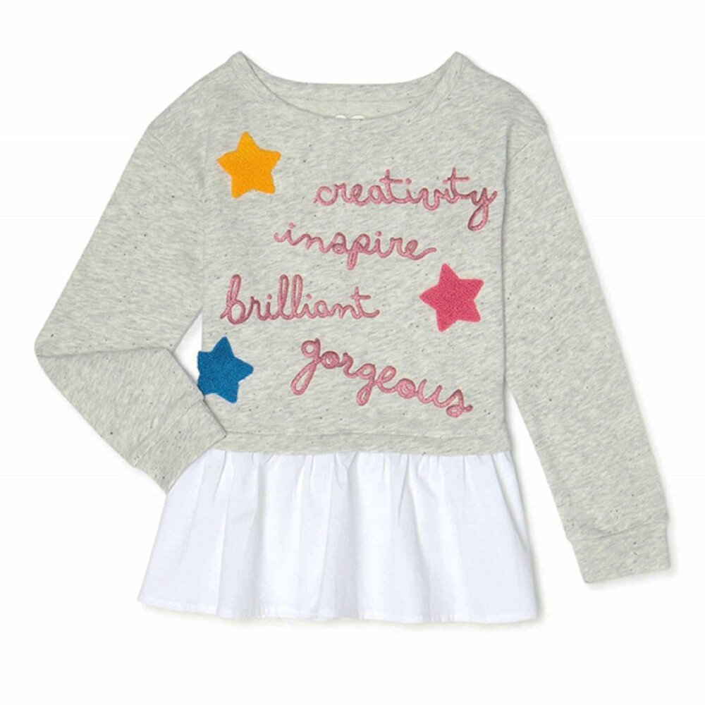 Garanimals Girls Stars Peplum Top - Creativity Inspire X-Small White, NEW